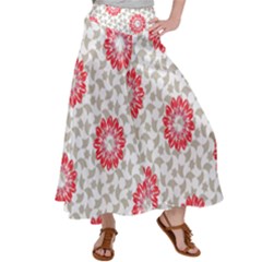 Stamping Pattern Red Satin Palazzo Pants