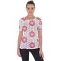 Stamping Pattern Red Shoulder Cut Out Short Sleeve Top View1