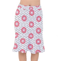 Stamping Pattern Red Mermaid Skirt