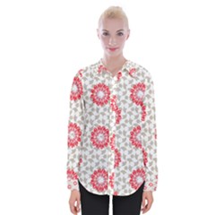 Stamping Pattern Red Womens Long Sleeve Shirt