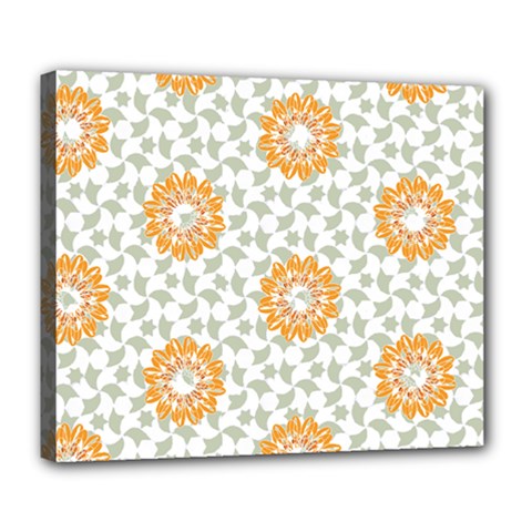 Stamping Pattern Yellow Deluxe Canvas 24  X 20  (stretched)