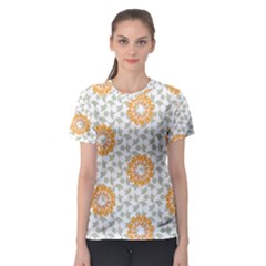 Stamping Pattern Yellow Women s Sport Mesh Tee