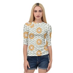 Stamping Pattern Yellow Quarter Sleeve Raglan Tee