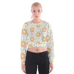 Stamping Pattern Yellow Cropped Sweatshirt