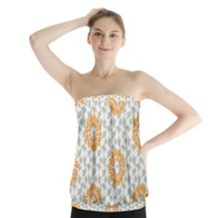 Stamping Pattern Yellow Strapless Top