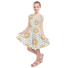 Stamping Pattern Yellow Kids  Short Sleeve Dress