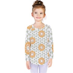 Stamping Pattern Yellow Kids  Long Sleeve Tee