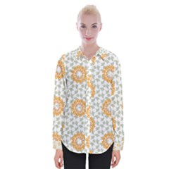 Stamping Pattern Yellow Womens Long Sleeve Shirt