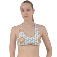 Stamping Pattern Yellow Criss Cross Racerback Sports Bra