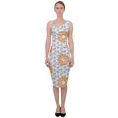 Stamping Pattern Yellow Sleeveless Pencil Dress by HermanTelo