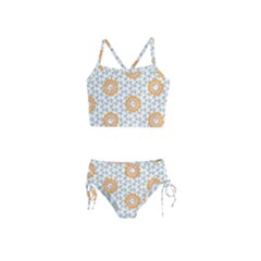 Stamping Pattern Yellow Girls  Tankini Swimsuit