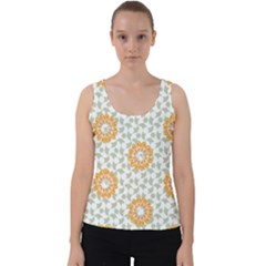 Stamping Pattern Yellow Velvet Tank Top