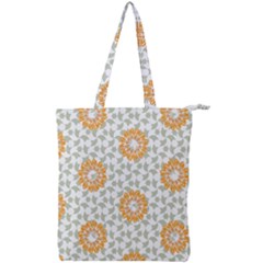 Stamping Pattern Yellow Double Zip Up Tote Bag