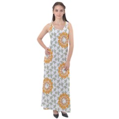 Stamping Pattern Yellow Sleeveless Velour Maxi Dress by HermanTelo