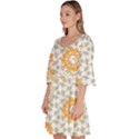 Stamping Pattern Yellow Velour Kimono Dress View2