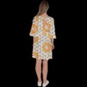 Stamping Pattern Yellow Velour Kimono Dress View4