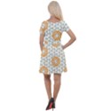 Stamping Pattern Yellow Cap Sleeve Velour Dress  View2