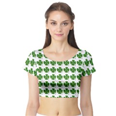 Shamrocks Clover Green Leaf Short Sleeve Crop Top