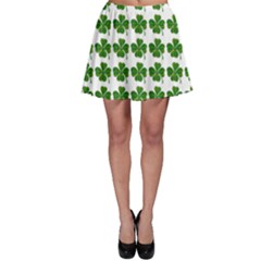 Shamrocks Clover Green Leaf Skater Skirt by HermanTelo