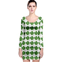 Shamrocks Clover Green Leaf Long Sleeve Bodycon Dress