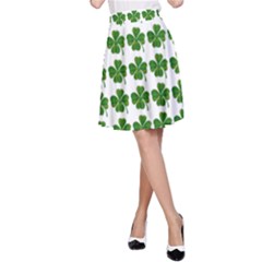 Shamrocks Clover Green Leaf A-line Skirt