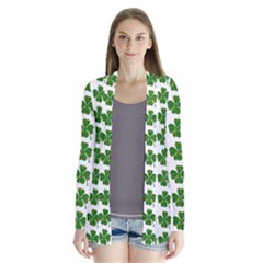 Shamrocks Clover Green Leaf Drape Collar Cardigan