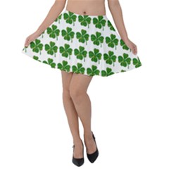 Shamrocks Clover Green Leaf Velvet Skater Skirt