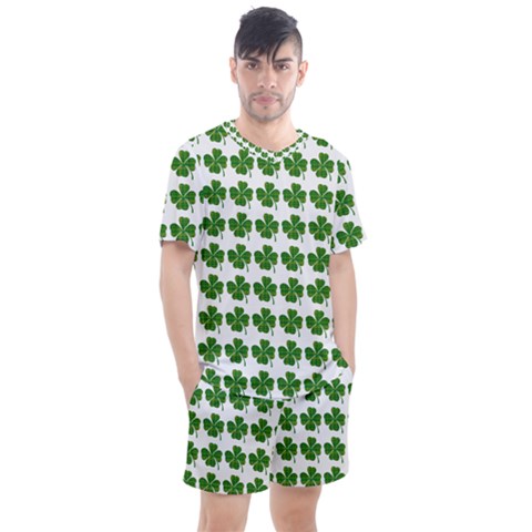 Shamrocks Clover Green Leaf Men s Mesh Tee And Shorts Set by HermanTelo