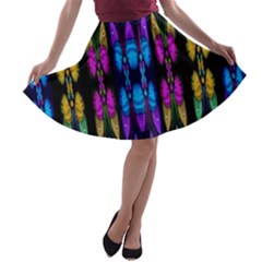 Raining Roses And Lotus Flowers A-line Skater Skirt by pepitasart