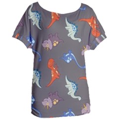 Dinosaurs - Grey  Women s Oversized Tee