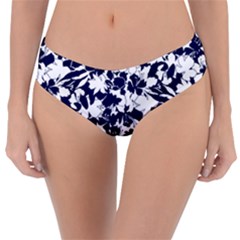 Navy & White Floral Design Reversible Classic Bikini Bottoms by WensdaiAmbrose