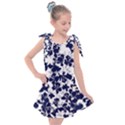 Navy & White Floral Design Kids  Tie Up Tunic Dress View1