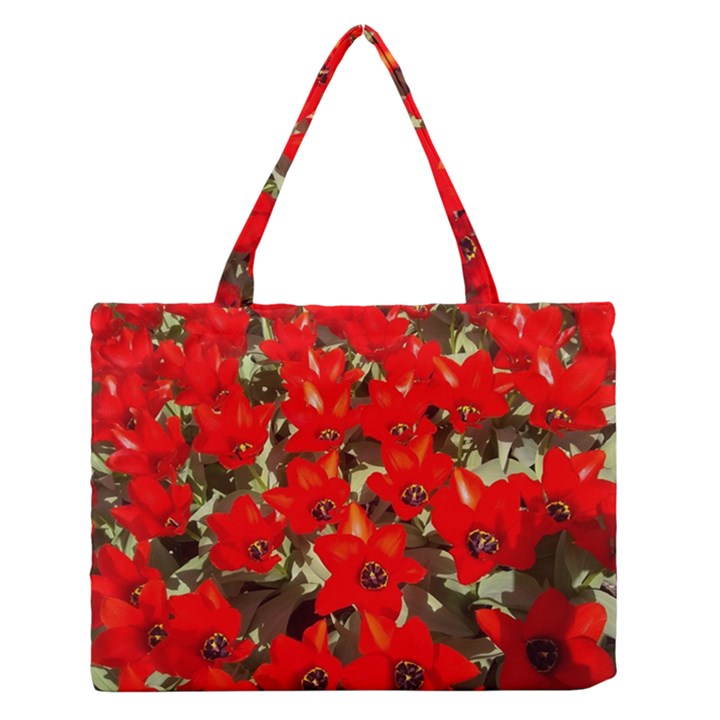 Columbus Commons Red Tulips Zipper Medium Tote Bag