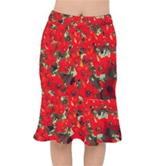 Columbus Commons Red Tulips Mermaid Skirt by Riverwoman