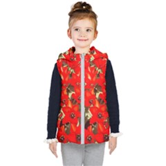 Columbus Commons Red Tulips Kids  Hooded Puffer Vest by Riverwoman