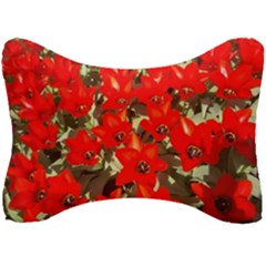 Columbus Commons Red Tulips Seat Head Rest Cushion by Riverwoman