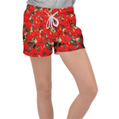 Columbus Commons Red Tulips Women s Velour Lounge Shorts by Riverwoman