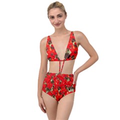 Columbus Commons Red Tulips Tied Up Two Piece Swimsuit by Riverwoman