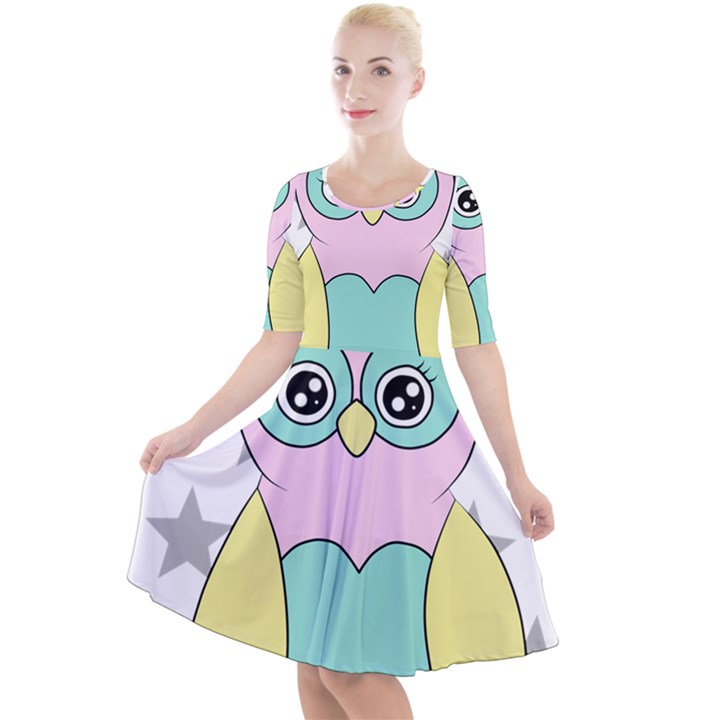 Sowa Child Owls Animals Quarter Sleeve A-Line Dress