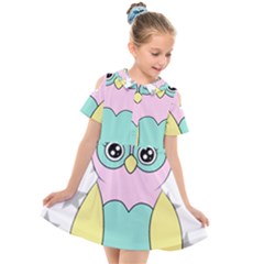 Sowa Child Owls Animals Kids  Short Sleeve Shirt Dress by Sapixe