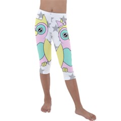 Sowa Child Owls Animals Kids  Lightweight Velour Capri Leggings  by Sapixe