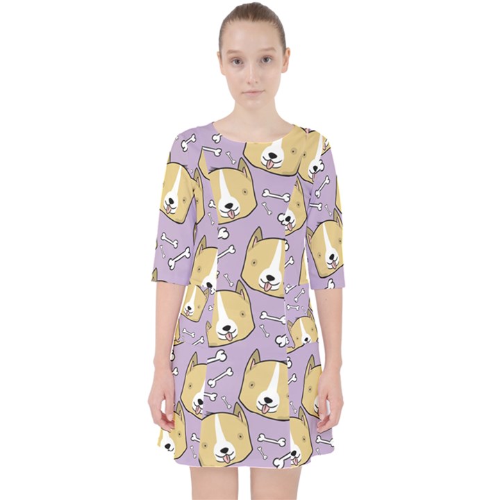 Corgi Pattern Pocket Dress