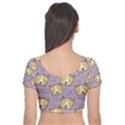 Corgi Pattern Velvet Short Sleeve Crop Top  View2