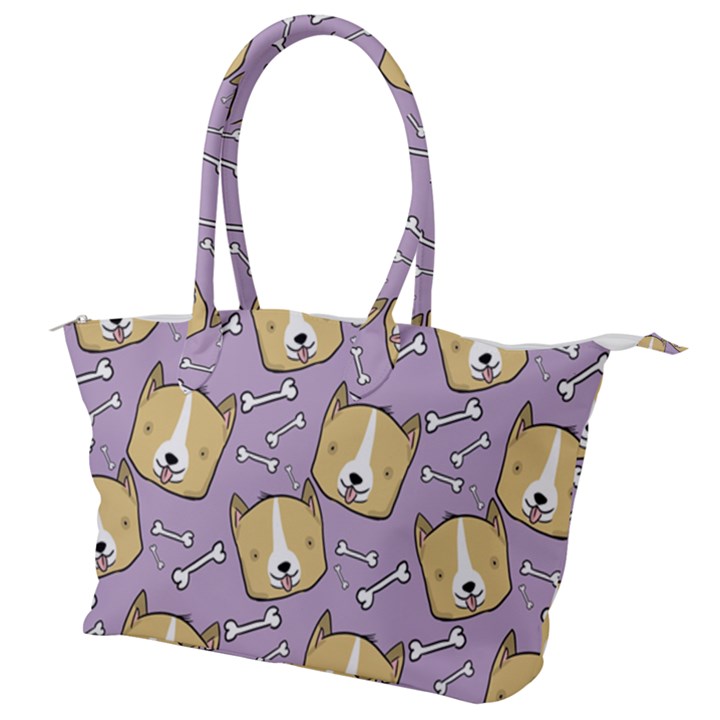 Corgi Pattern Canvas Shoulder Bag