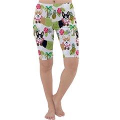 Corgis Hula Pattern Cropped Leggings  by Sapixe