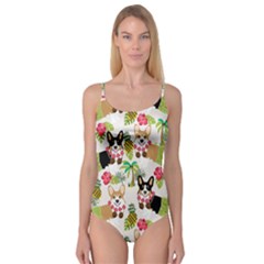 Corgis Hula Pattern Camisole Leotard  by Sapixe