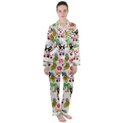 Corgis Hula Pattern Satin Long Sleeve Pyjamas Set by Sapixe