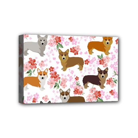 Corgis Corgi Pattern Mini Canvas 6  X 4  (stretched) by Sapixe