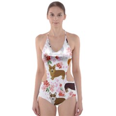 Corgis Corgi Pattern Cut-out One Piece Swimsuit by Sapixe