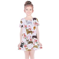 Corgis Corgi Pattern Kids  Simple Cotton Dress by Sapixe